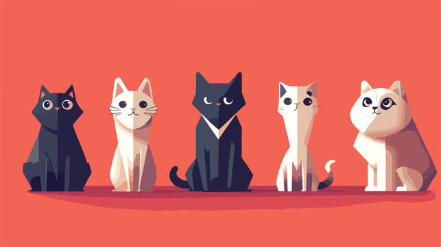 Pets and animals flat vector illustration