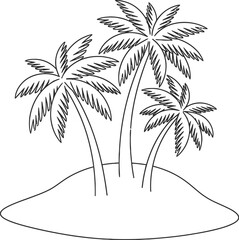 Obraz premium Tropical palm tree vector silhouette illustration on a beach for your summer island vacation design
