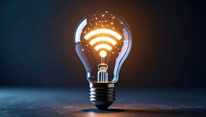 Illuminated lightbulb with wifi symbol