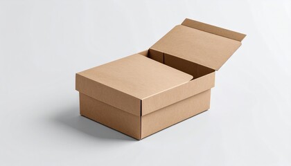 Open cardboard box on a plain background
