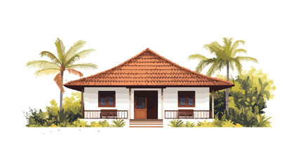 Elegant Guest House Backside Illustration Art
