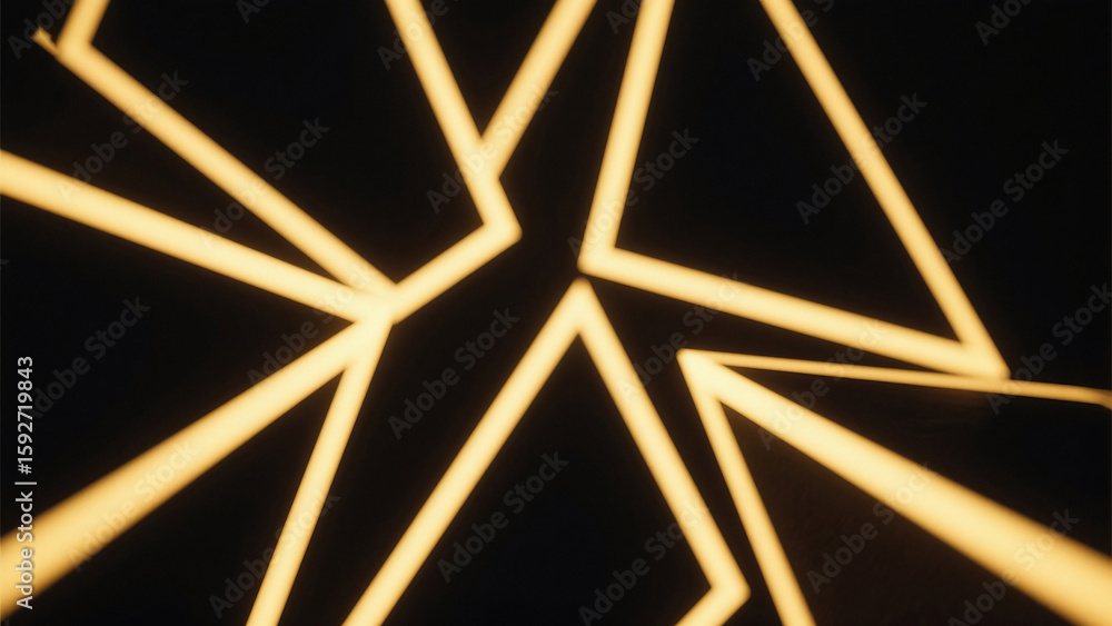 Poster abstract shapes with golden lines on a dark background creating a modern art design element