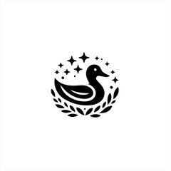 Fototapeta premium Elegant duck with stars and laurel isolated on white background