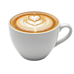 White ceramic cup of latte art coffee drink.