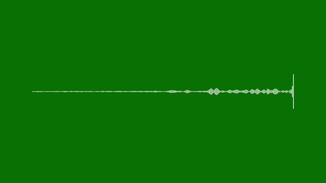 4K audio equalizer spectrum loop on green screen. Seamless white waveform bars animation for chroma key editing, DJ visuals, and music video motion design.