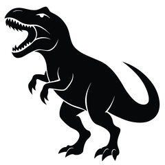Fierce black dinosaur roaring tyrannosaurus rex prehistoric