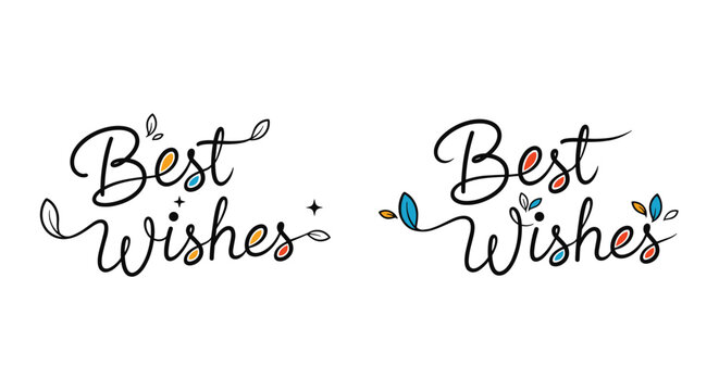 Elegant handwritten script best wishes greeting card design with floral accents and decorative elements for celebration and good tidings