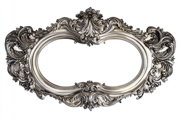 Ornate silver frame isolated on white background