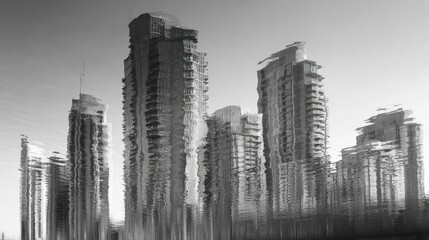 Obraz premium Gray cityscape of modern high-rises