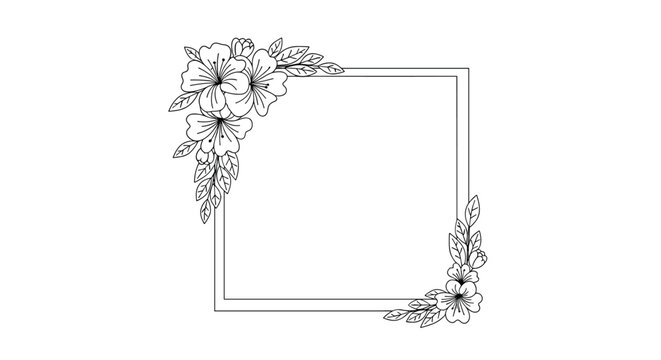 Elegant floral corner accents for a square invitation border design