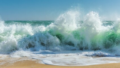 Ocean waves crashing on a beach