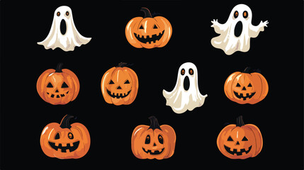 Spooky Halloween Pumpkins and Ghosts Design