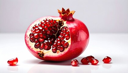 Close-up of a pomegranate, half cut open