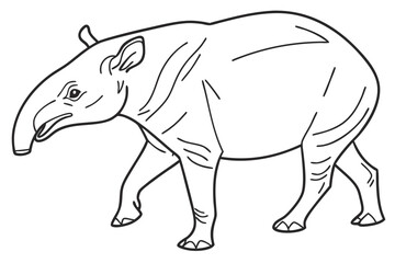 coloring page line art the tapir black vector