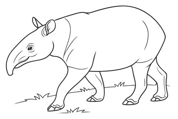 coloring page line art the tapir black vector