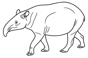 coloring page line art the tapir black vector