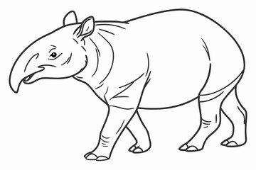 coloring page line art the tapir black vector