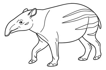 coloring page line art the tapir black vector