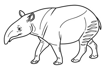 coloring page line art the tapir black vector