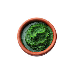 Neem herbal paste in bowl isolated on transparent white background png, clipping path