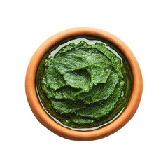 Neem herbal paste in bowl isolated on transparent white background png, clipping path