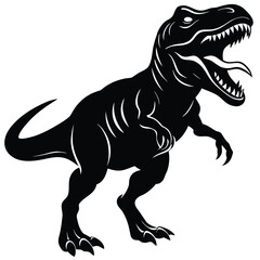Fototapeta premium Tyrannosaurus Rex Roaring Black Silhouette dinosaur