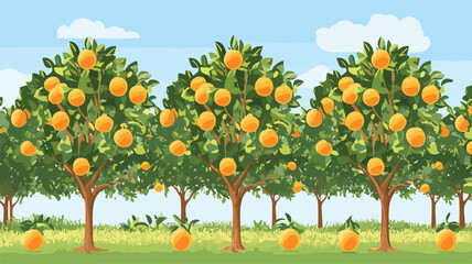 Vibrant Orange Grove Citrus Harvest Landscape with Fruit Trees