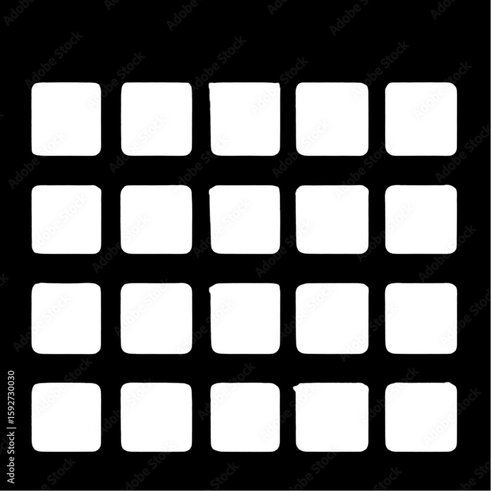 Poster black and white glossy square button icons set with colorful frames and web design elements