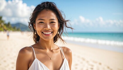 Smiling woman on a beach