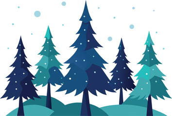 Obraz premium A festive and enchanting christmas tree forest scene with snow and stars