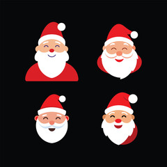 A set of Santa Claus winking face vector art illustration