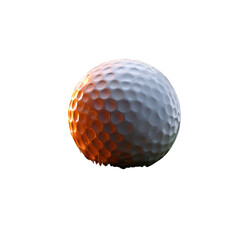 Golf ball resting on a green surface during late afternoon sunlight in a serene outdoor setting