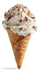 Delicious Coconut Ice Cream Cone with Whipped Cream Topping