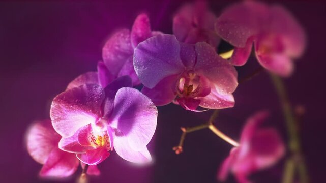 Bright, colorful archidea flower in spray drops. Archidea symbolizes beauty, romance and tenderness.
