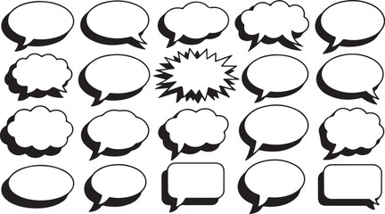Communication Icons Featuring Speech Bubbles and Chat Symbols Ideal for Social Media Messaging Apps and Pet Related Designs Colorful and Playful