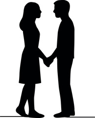 A powerful silhouette of a couple holding hands. Versatile graphic for clean, modern designs highlighting love and connection