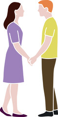 A sweet illustration of a couple holding hands. Ideal for depicting love, partnership, and tender moments in a relationship