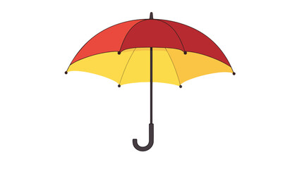 Vibrant Red and Yellow Cartoon Umbrella - Vector Illustration for Stock Photos