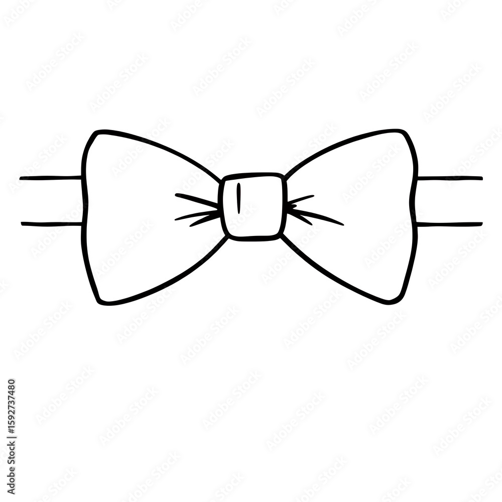 Poster a minimalist line drawing of a bow tie on a black background in a simple style on transparent backgr