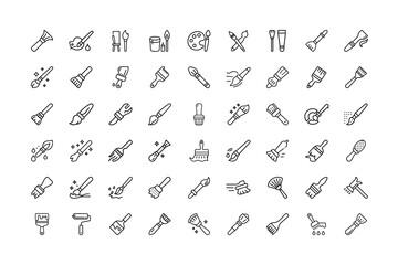 Collection of Various Paint Brush Icons for Art and Design Projects