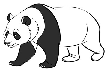 coloring page line art the panda black vector