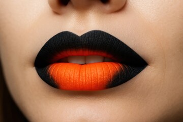 A Study of Orange Lips against Black Eyeliner