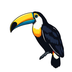 Naklejka premium Illustration of a toucan with a large yellow beak image on transparent background