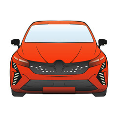 Clio like hatchback car front orange