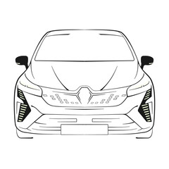 Clio like hatchback car front transparent