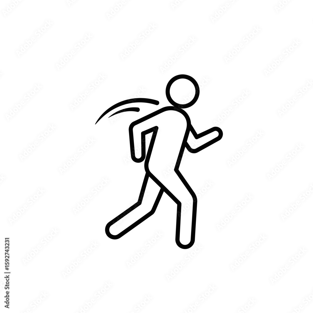 Poster stick figure running with dynamic motion in a minimalist style