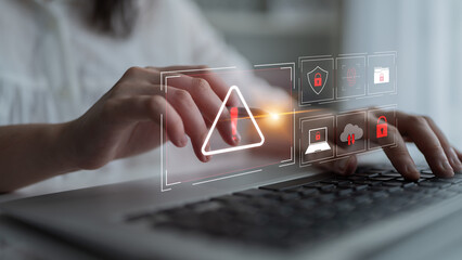 Cybersecurity threat focuses on cybersecurity, threat, and data breach with strong emphasis on...