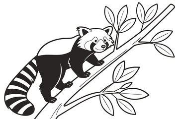 coloring page line art the red panda black vector
