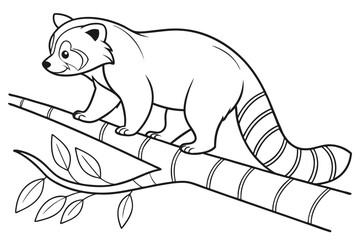 coloring page line art the red panda black vector