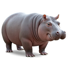 Fototapeta premium Chubby adult hippo isolated on transparent background